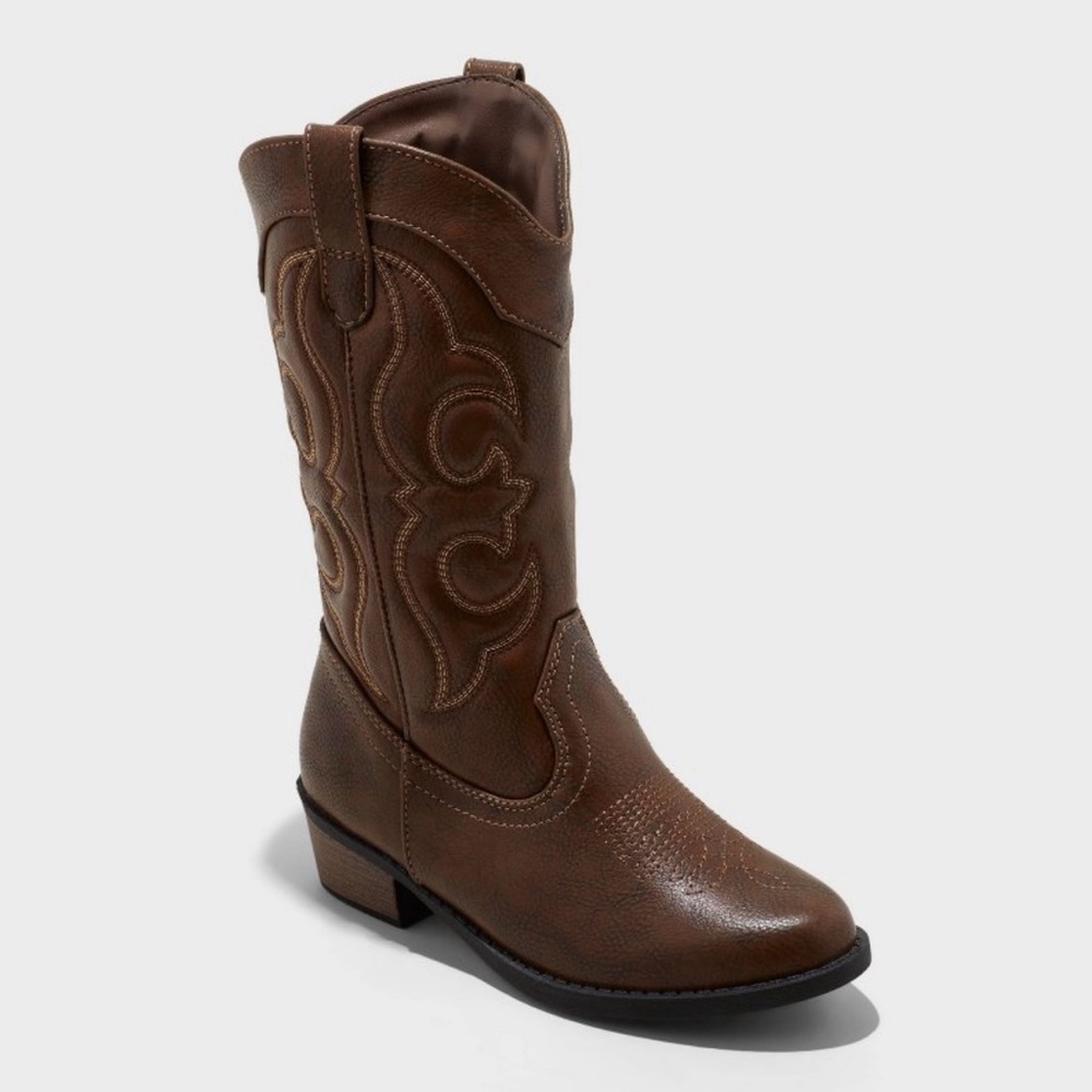 Cat & Jack Montana Brown Western Cowboy Boots Kids | Size 3